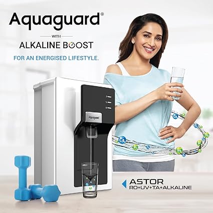 Aquaguard Astor Alkaline RO+UV+ MTDS 6.2L stoarge water purifier with Alkaline Boost Technology|6000L long lasting cartridge|7 stages of purification|Eureka Forbes