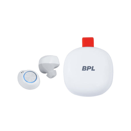 BPL Ear Buddy: White elegance, 18-hour wireless bliss.