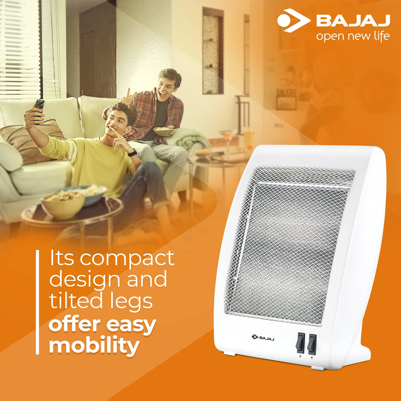 Bajaj RHX-2 New 800-Watt Room Heater (White)