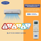 Carrier 1.5 Ton 3 Star Flexicool Inverter Split AC (Copper, Convertible 6-in-1 Cooling,Insta Cool, Xcel Edge Exi White)