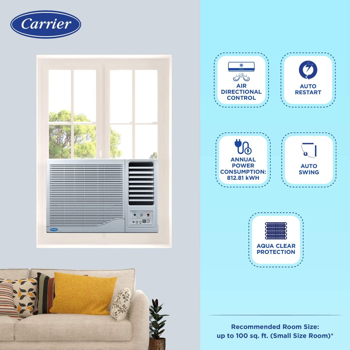 Carrier Estrella EX 12K 3 Star Window AC 1 TON (CARR W.AC ESTRELLA EX 12K 3*-WIND)