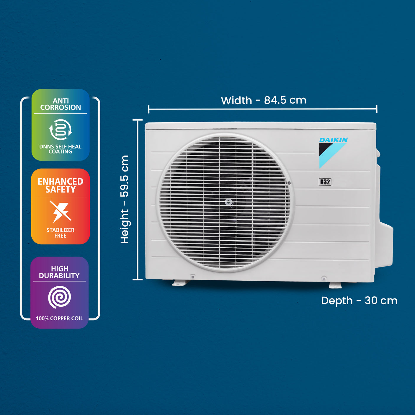 Daikin 1.8 Ton 1 Star Split AC with PM 2.5 Filter - White Copper Condenser FTE60UV16U2