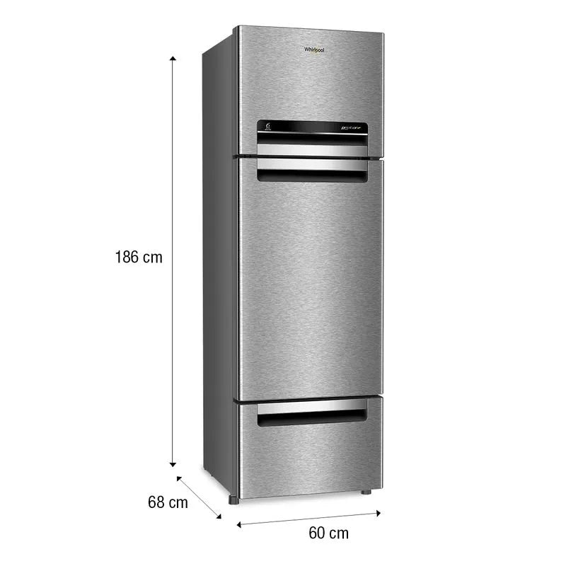 Whirlpool 300L Triple-Door Refrigerator, 6th Sense Active Fresh (FP 343D PROTTON ROY ALPHA STEEL (N) - 20817)