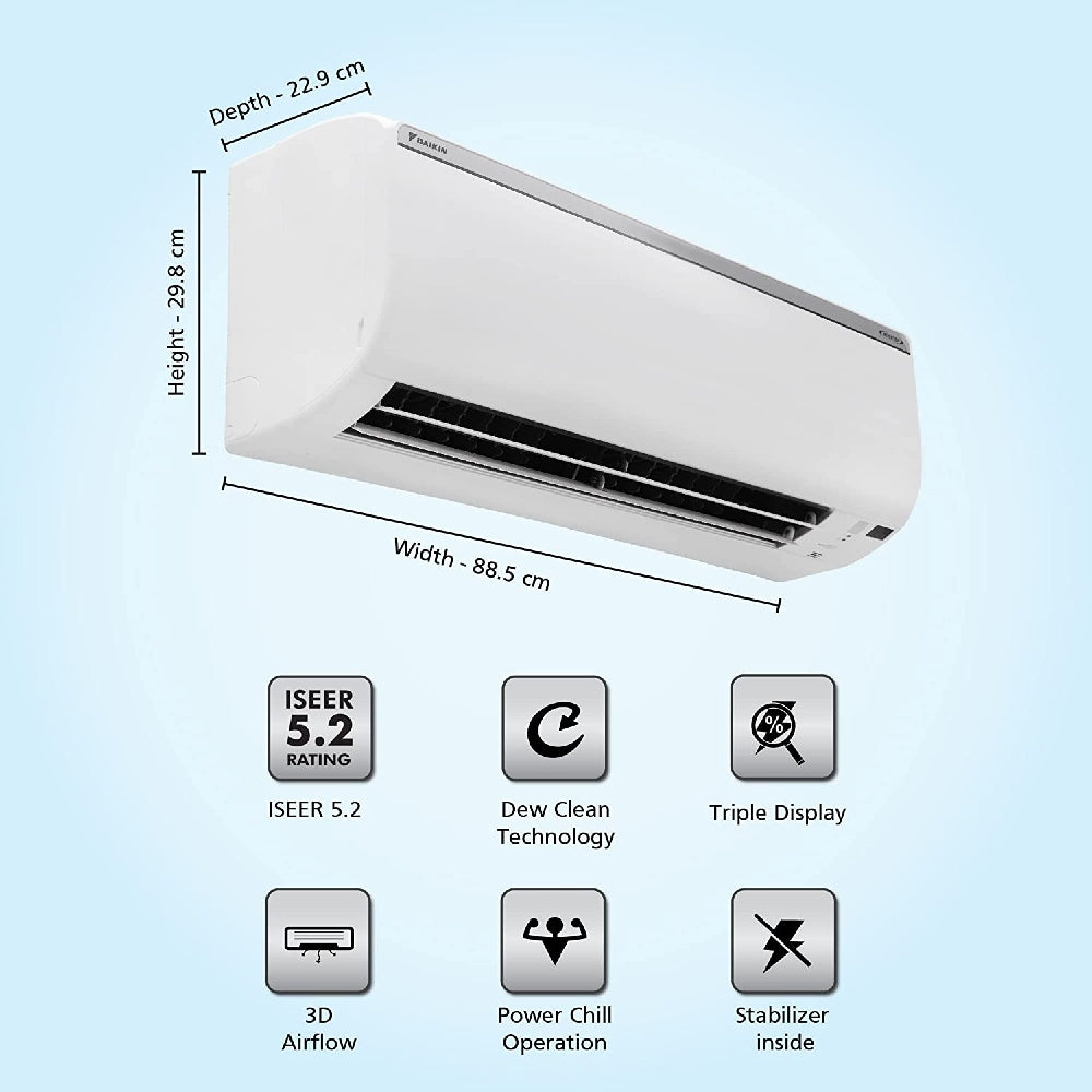 Daikin 1.5 Ton 5 Star Split Inverter AC - White  Copper Condenser FTKM50UV16VA-IND)