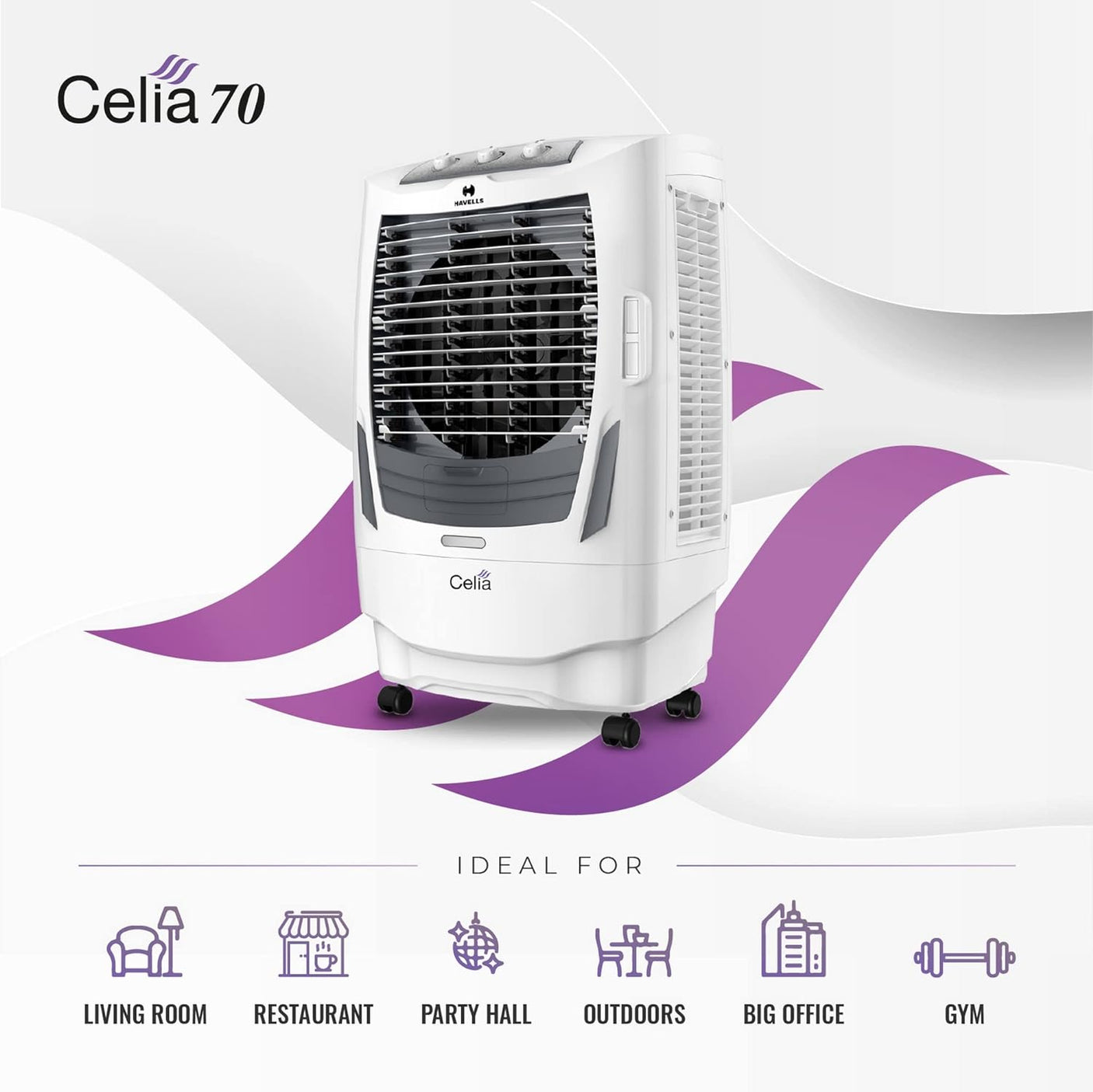 Pure comfort: Havells Celia Desert Air Cooler - 70 Litres. Superior to traditional coolers.