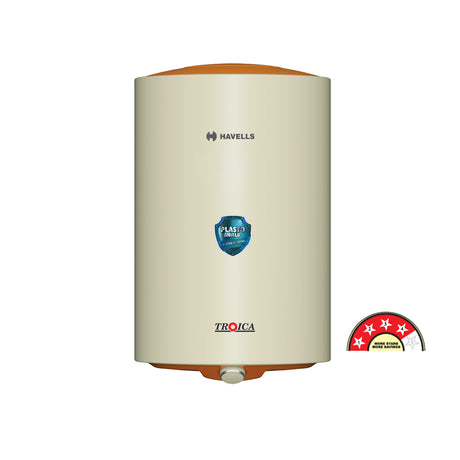 Best Water Heater - Havells Troica 25L, efficient and elegant in Ivory Brown.