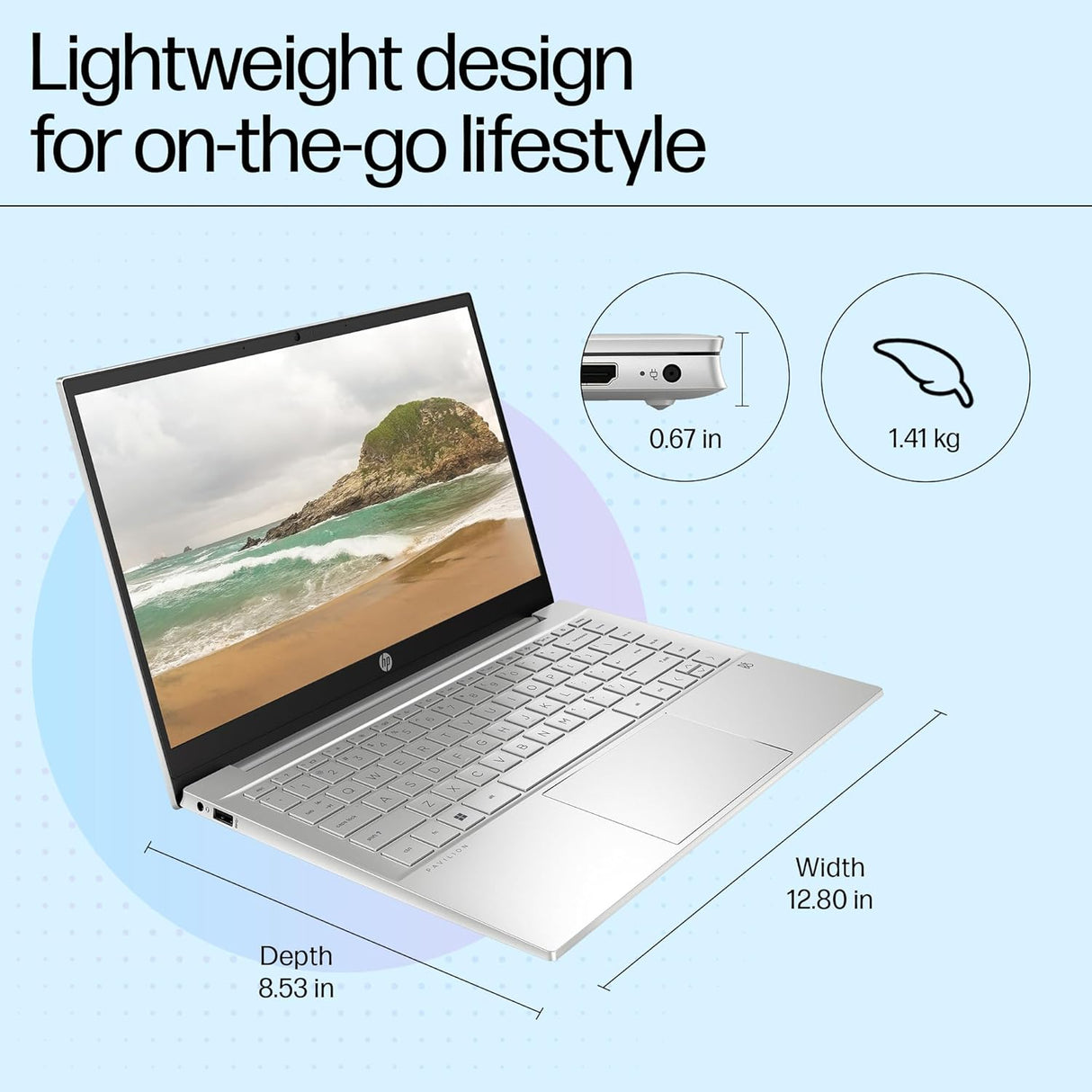 HP Pavilion 14, 12th Gen Intel Core i5-1235U, 14-inch (35.6 cm), FHD, 16GB DDR4, 512GB SSD, Intel Iris Xe Graphics, FPR, 720p HD Camera, Backlit KB (Win 11, MSO 2021, Silver, 1.41 kg), dv2014TU