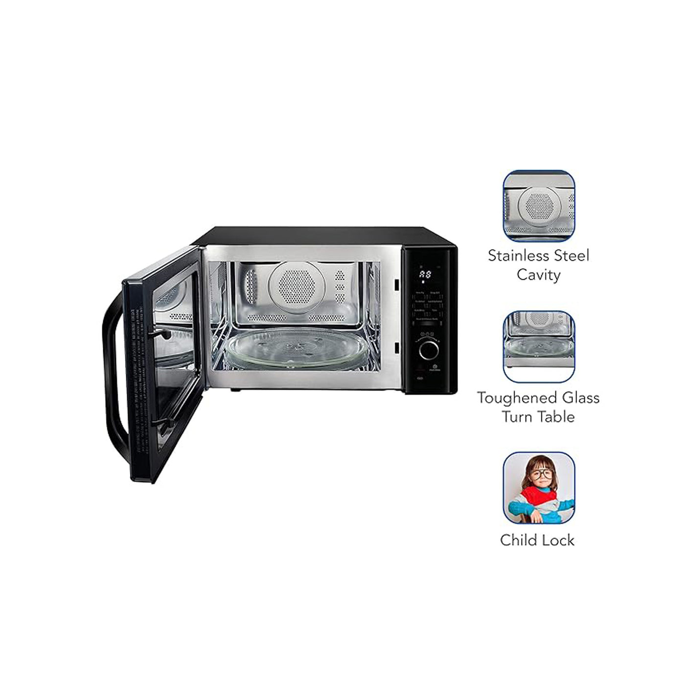 Effortless Cooking: Haier 30L Black Microwave Oven with Crispy Grill