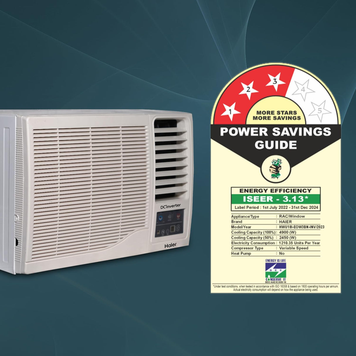 Haier 1.5 Ton 3 Star Window Inverter Air Conditioner (HWU18I-EOW3BN)