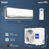 Haier 1.6 Ton Split AC: Copper, Antibacterial Filter  (HS19T-TXS3BE-FS)