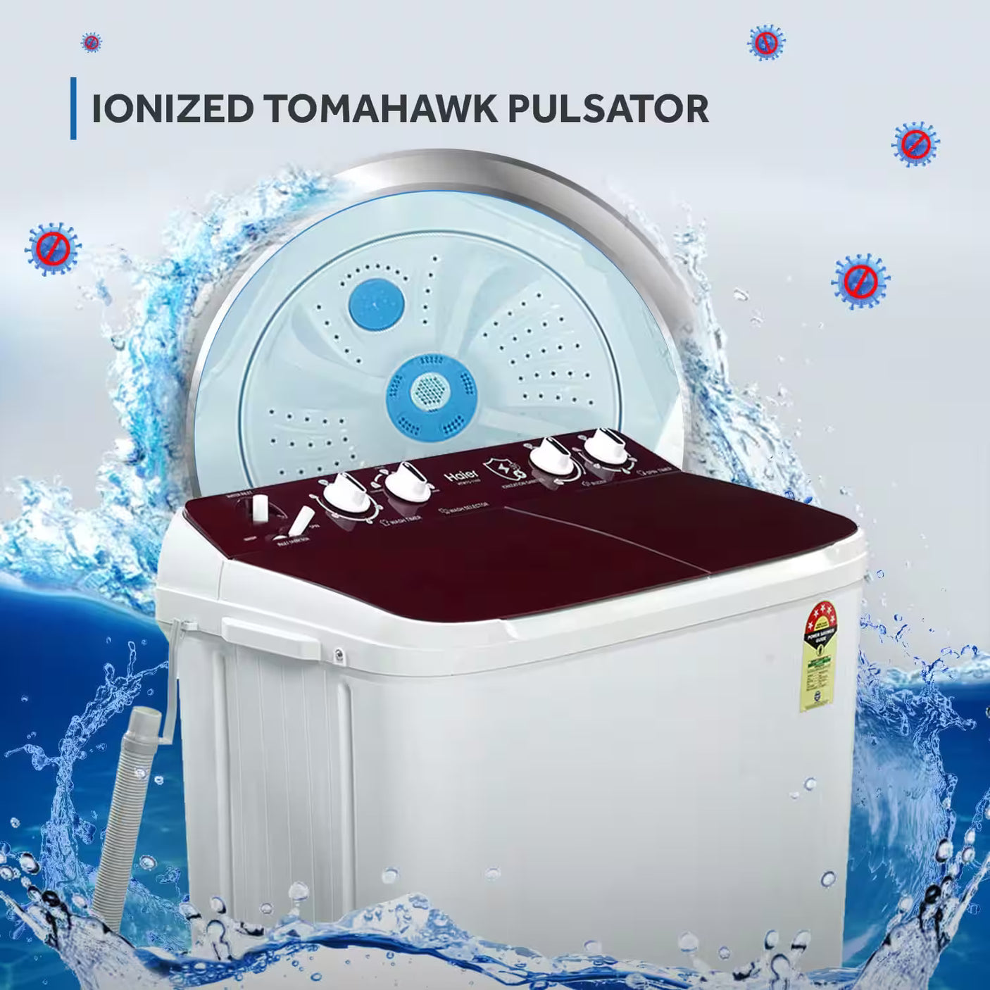 Haier 7.5 kg Semi-Automatic Washing Machine (Multicolor) (HTW75 1169)