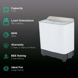 Haier 7.0 Kg Twin Tub Semi Automatic Top Loading Washing Machine (HTW70-178N)