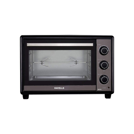 Havells 48L OTG - Black, versatile with rotisserie, convection, and 1800W.