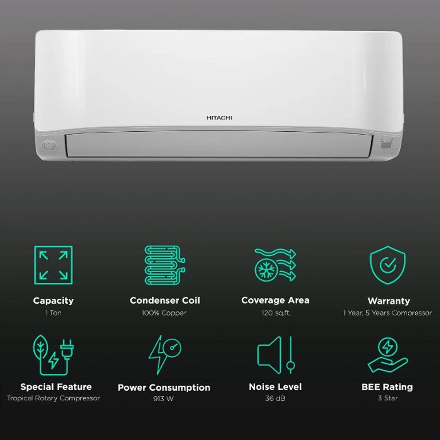 Hitachi 1 online ton split ac