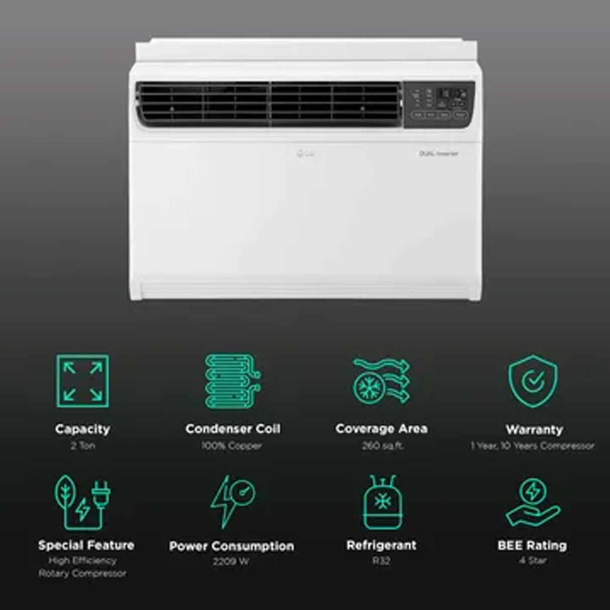 Best Air Conditioner: LG 2 Ton 4 Star Window AC - Advanced Cooling Technology