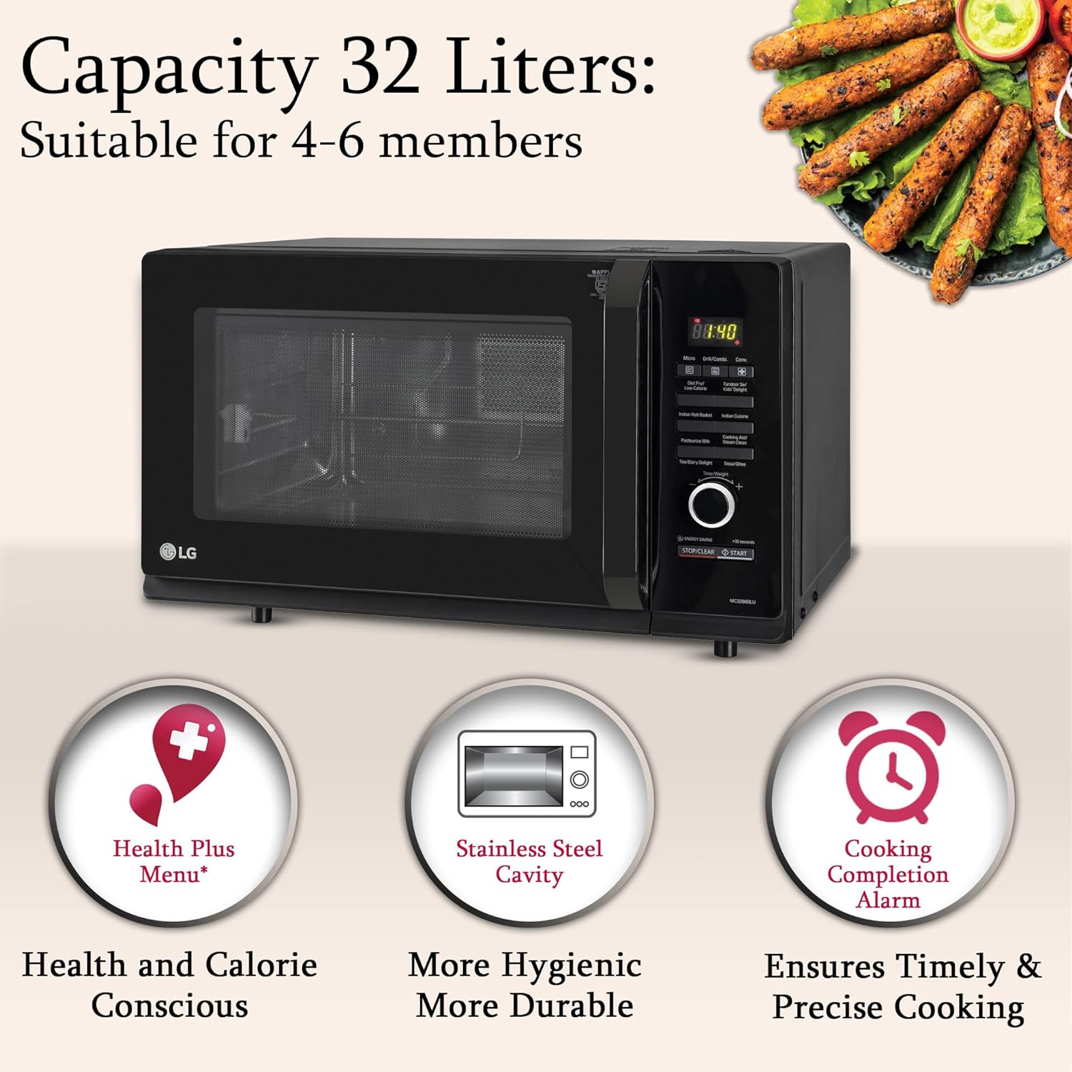 LG 32L Convection Microwave with Motorized Rotisserie MW MC3286BLU Electronic Paradise