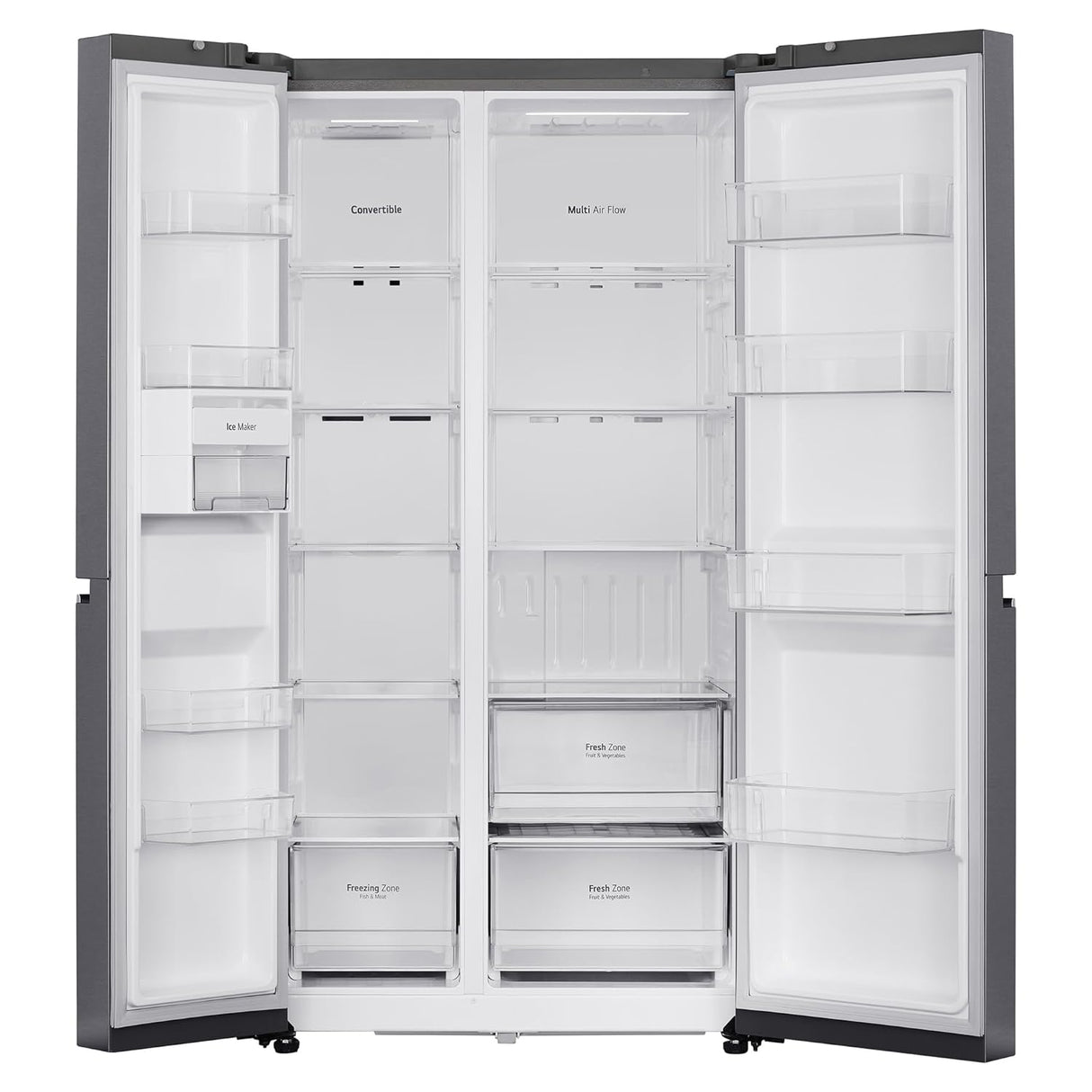 LG 650 L Frost Free Inverter Side by Side Refrigerator (GL-B257HDS3, Dazzle Steel, Convertible)