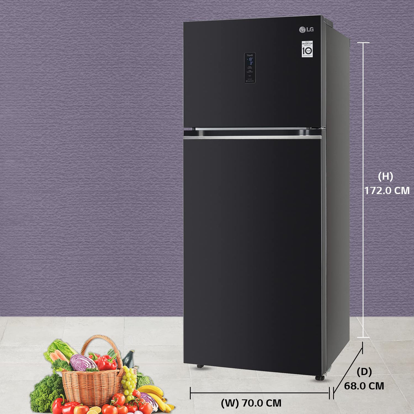 LG 380 L 3 Star Frost-Free Smart Inverter Wi-Fi Double Door Refrigerator, GL-T412VESX