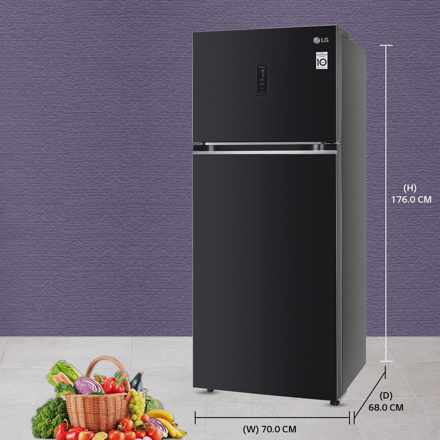 LG 423L 3 Star Wi-Fi Double Door Fridge: Smart Inverter, Frost-Free REF GL-T422VESX