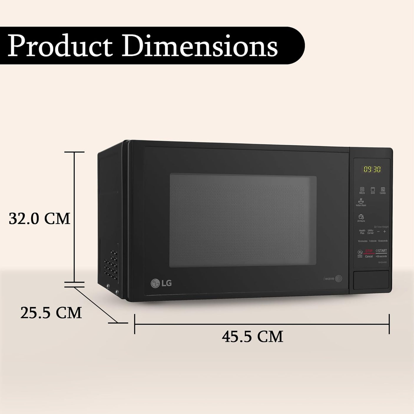 LG 20 L Grill Microwave Oven Black MW MH2044DB