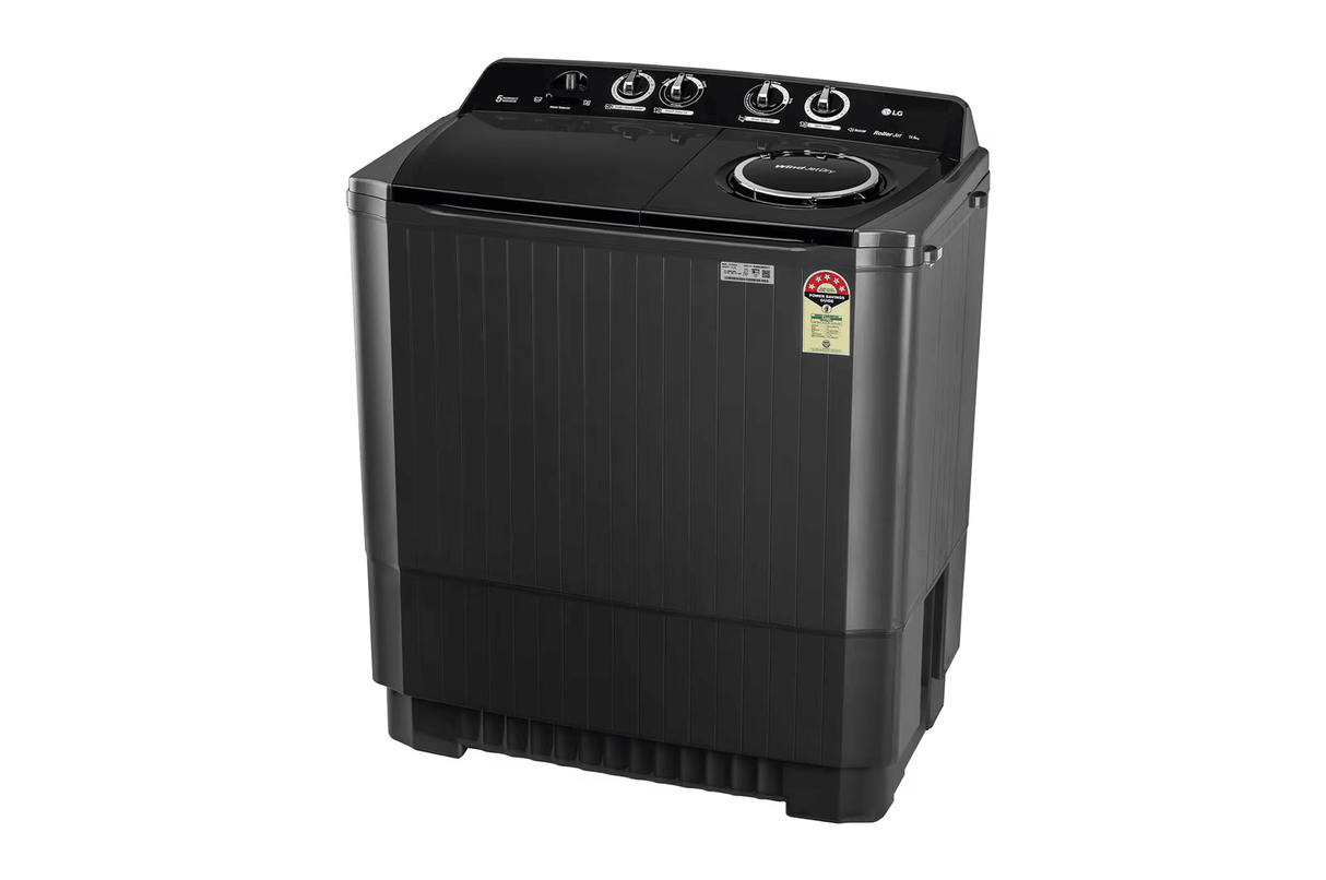 LG 11.5Kg Semi Automatic Top Load Washing Machine, Roller Jet Pulsator + Soak, Full Black (P115ASLAZ)