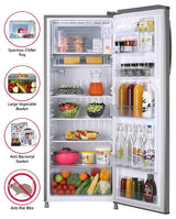 LG 261L Single Door Fridge: Shiny Steel, Fast Ice Making, 3 Star, Inverter REF GL-B281BPZX