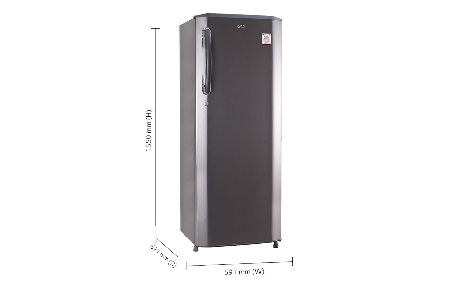 LG 261L Single Door Fridge: Shiny Steel, Fast Ice, 3 Star