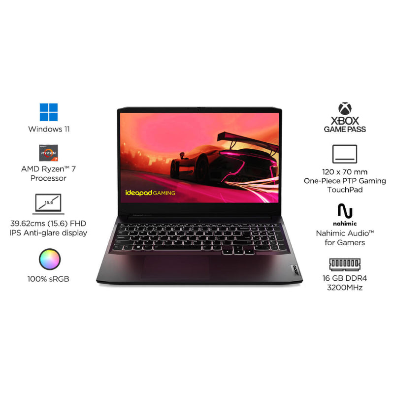 Lenovo AMD Ryzen 5 Quad Core R5-5500H - (8 GB/512 GB SSD/Windows 11 Home/4 GB Graphics/NVIDIA GeForce RTX NVIDIA GeForce® RTX™ 2050) 82K2028QIN Gaming Laptop  (15.6 inch, Black)