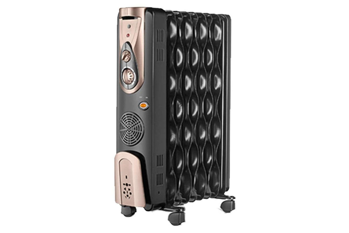 ORIENT Electric Comfort Collection 11 Fin Oil Filled Radiator 2900 Watts Room Heater with Fan (Black, Champagne Gold)