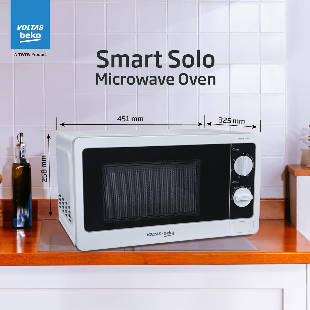 Voltas Beko, A Tata Product 20L, 700W Smart Solo Microwave Oven (MS20MPW10, White)