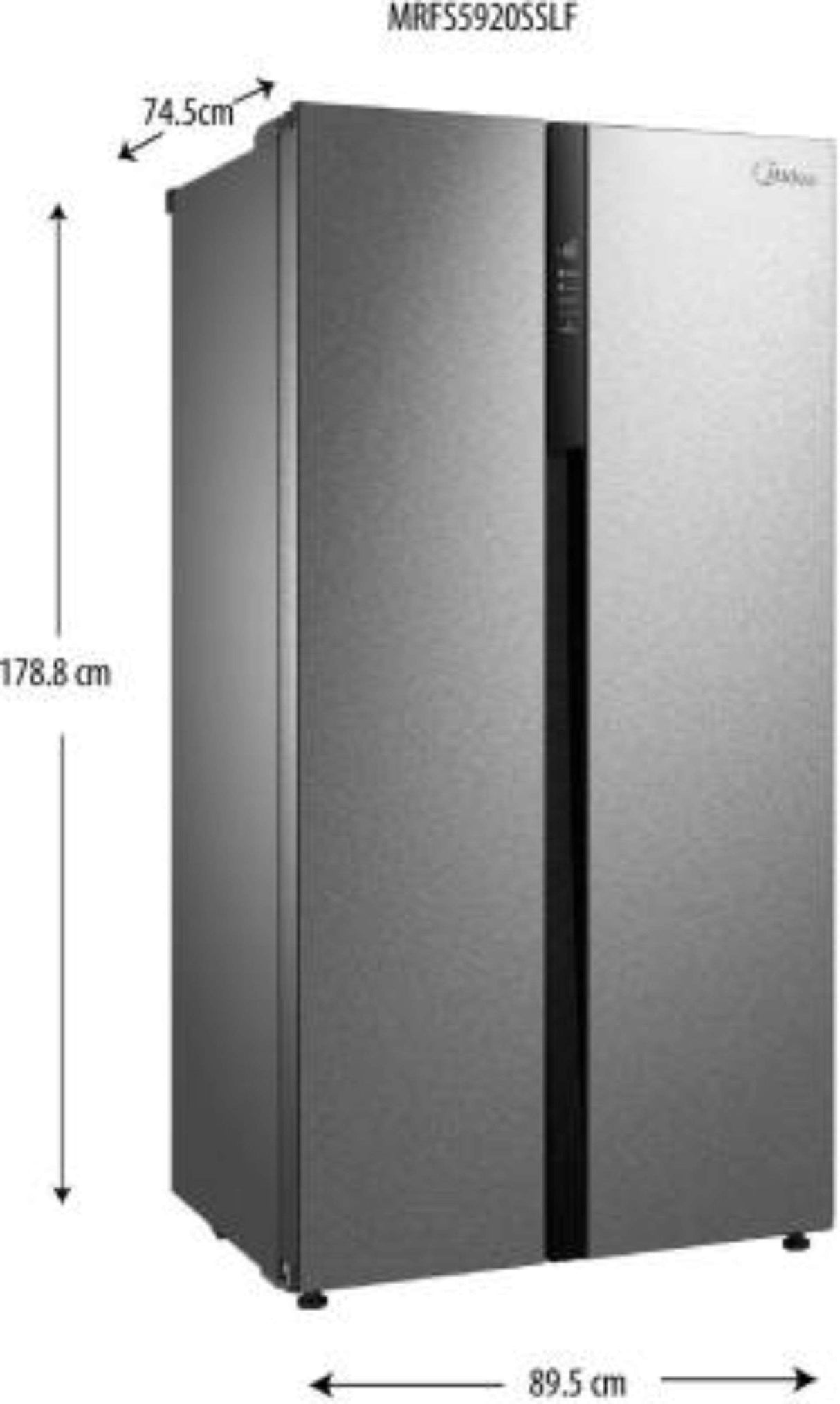 Midea 584 L Frost Free Side by Side Refrigerator Stainless Steel Finish MRFS5920SSLF