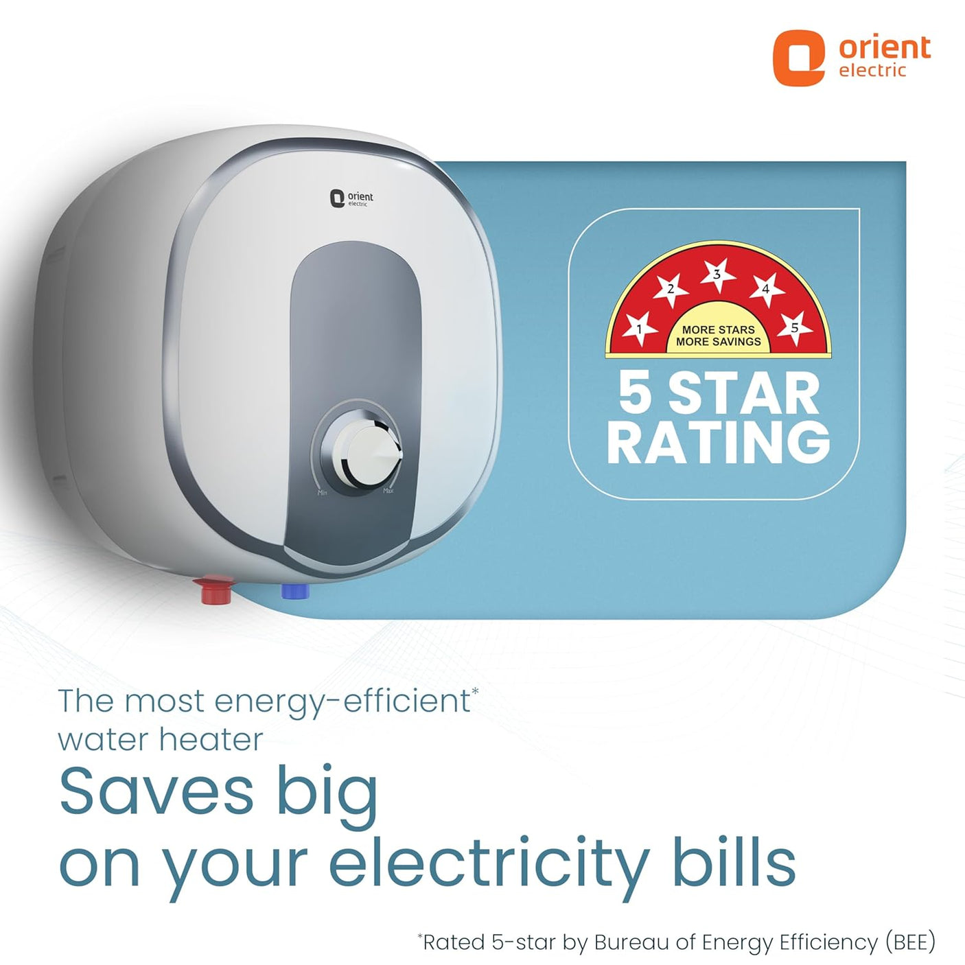 Orient Aquator 25L Water Heater, Manual, BEE 5 Star Energy Rating (GLASSLINE 25L)