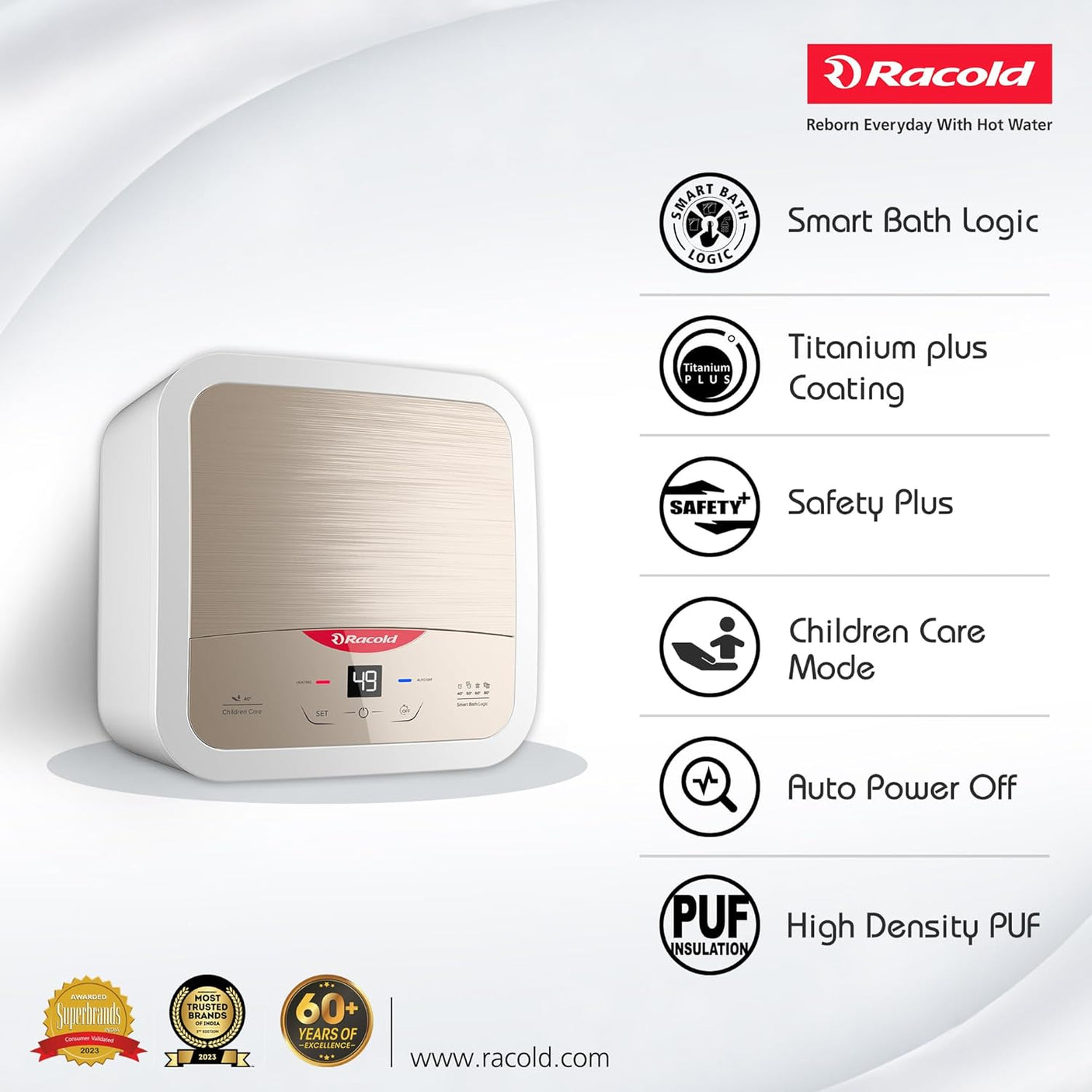 Racold Omnis DG 25L 5-Star Storage Geyser (Sandstorm Gold)