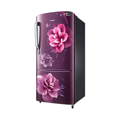 Upgrade with Samsung's Single Door Refrigerator - 183L, 3 Star, in captivating Camellia Purple.