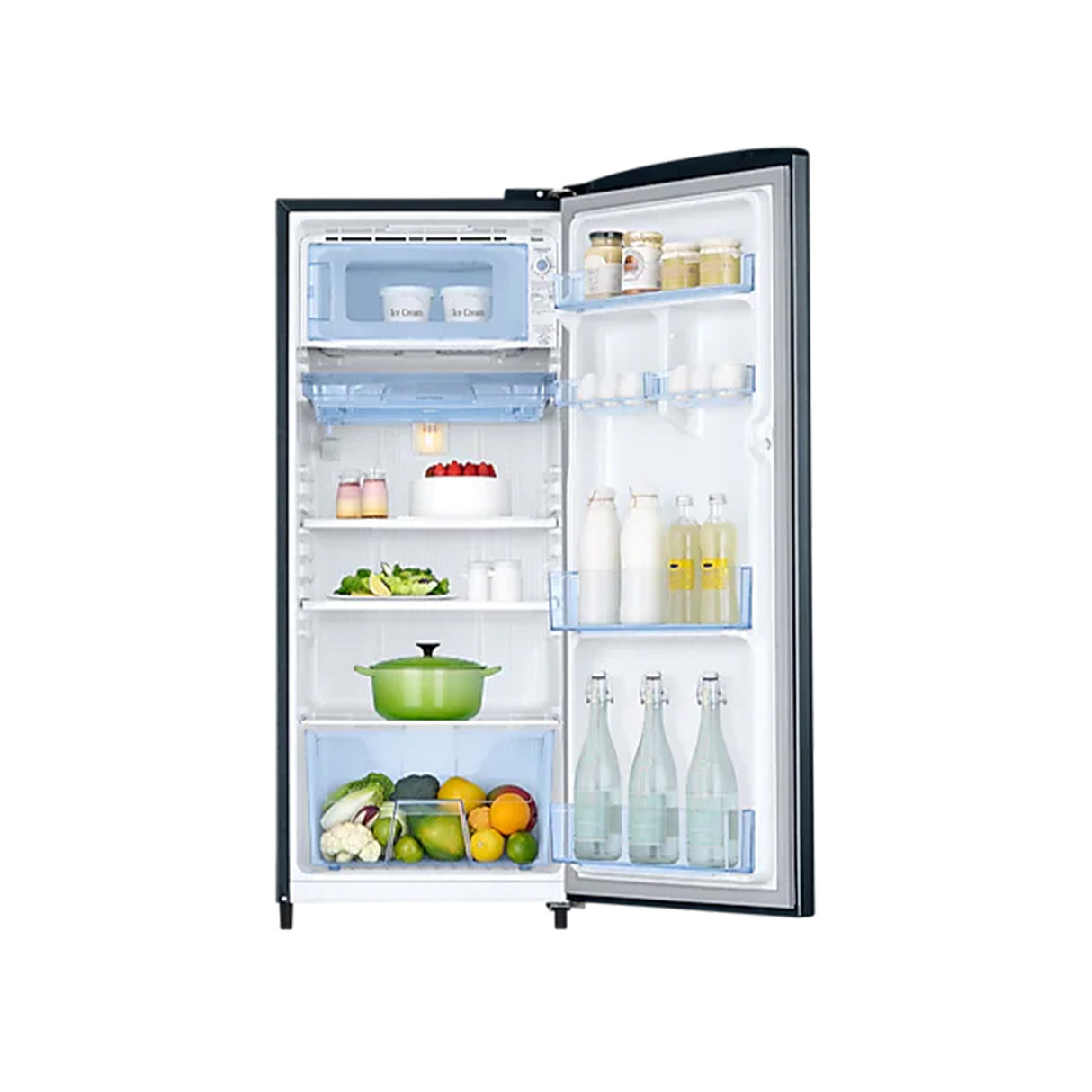 Experience elegance with Samsung's 183L Single Door Fridge, showcasing a Stylish Grande Design.