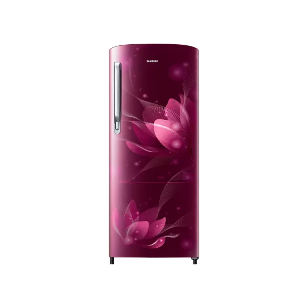 Samsung 184L Single Door Fridge: Blooming Saffron Red, the best in style and efficiency.