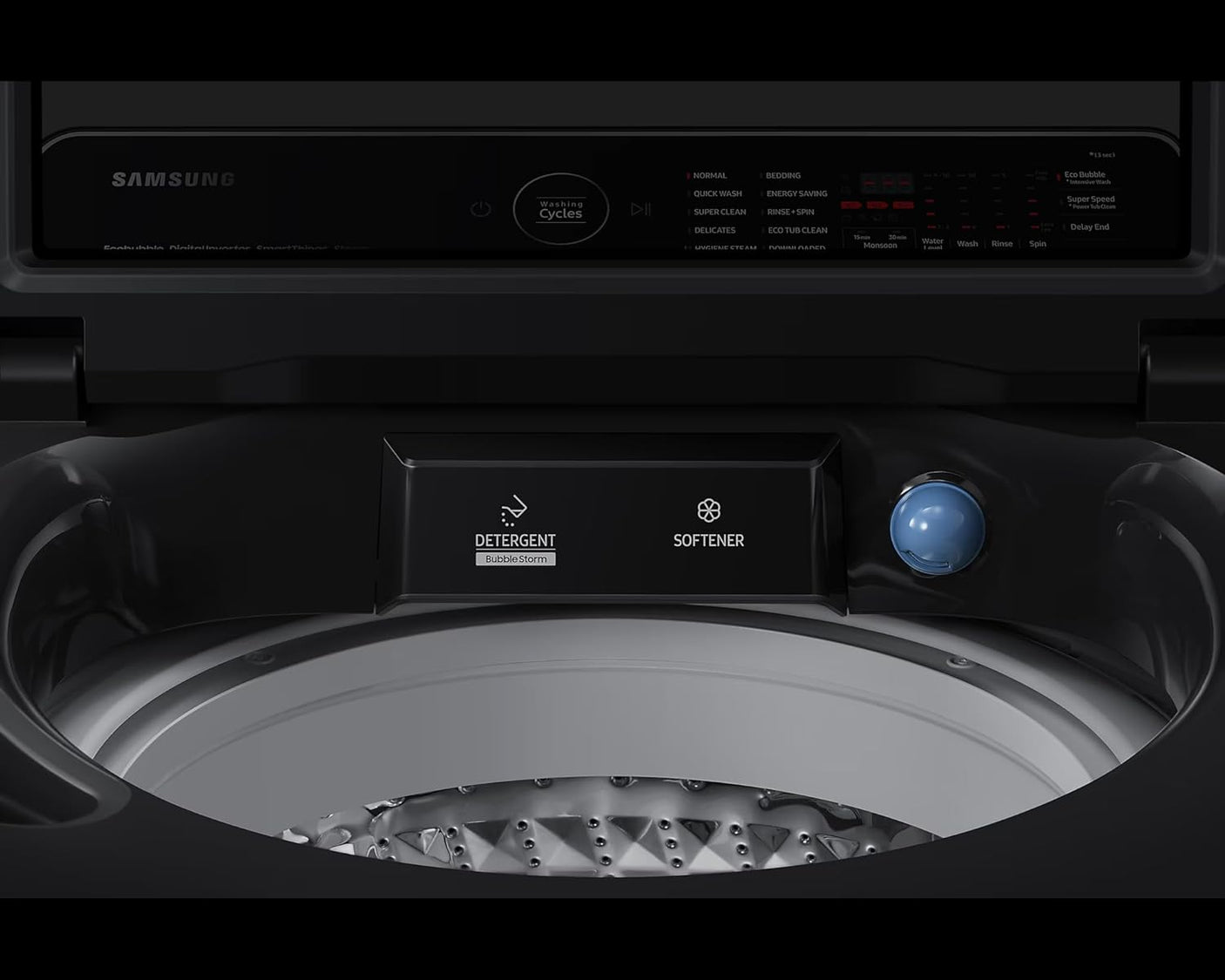 Samsung 11 kg 5 Star Inverter Top Load Washer (Black Caviar) (WA11CG5886BV)