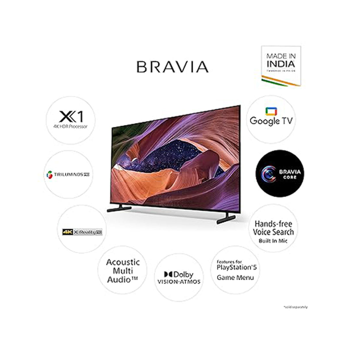 Smart viewing: Sony 75" 4K Smart LED Google TV - Android, Internet TV.