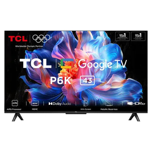 TCL P6K Series 108 cm (43 Inch) 4K Ultra HD LED Google TV – Metallic Bezel-less, AIPQ Processor, Dolby Audio – 43P6K