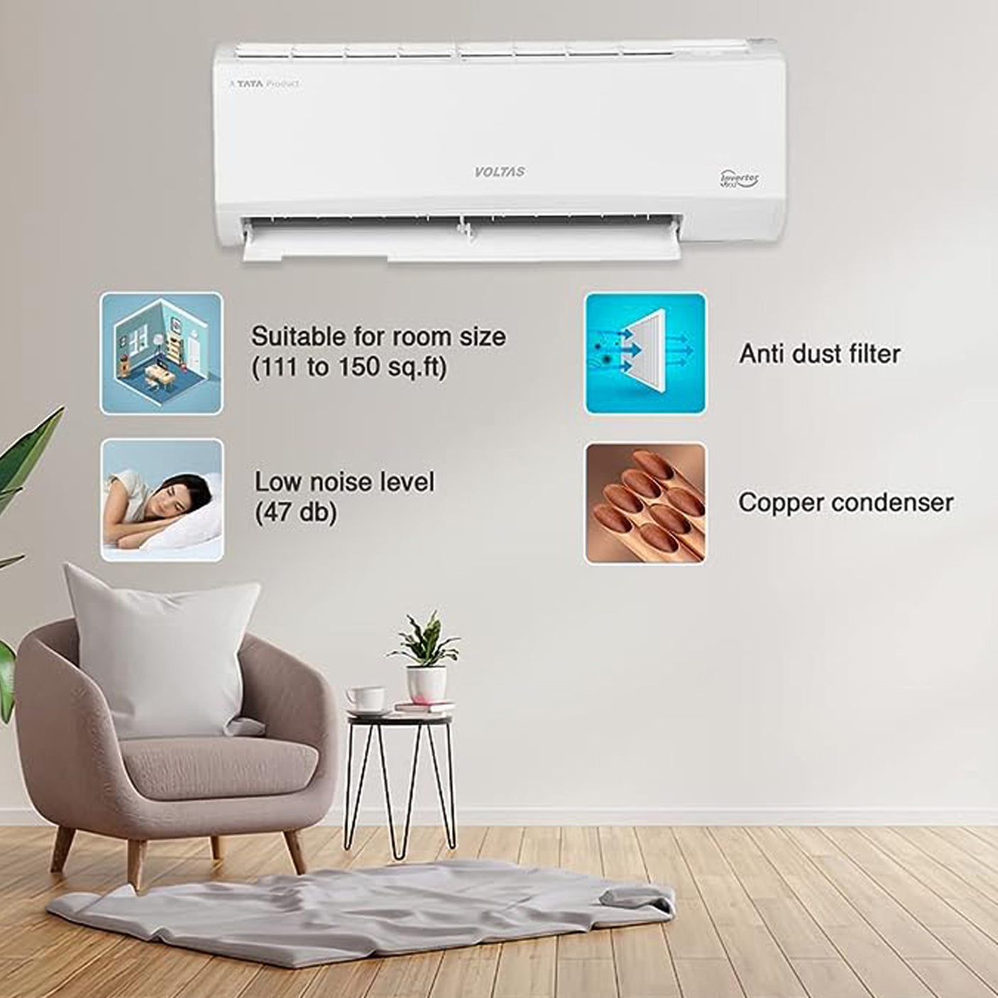 HVAC Excellence: Efficient Voltas 3-Star AC with Inverter Technology