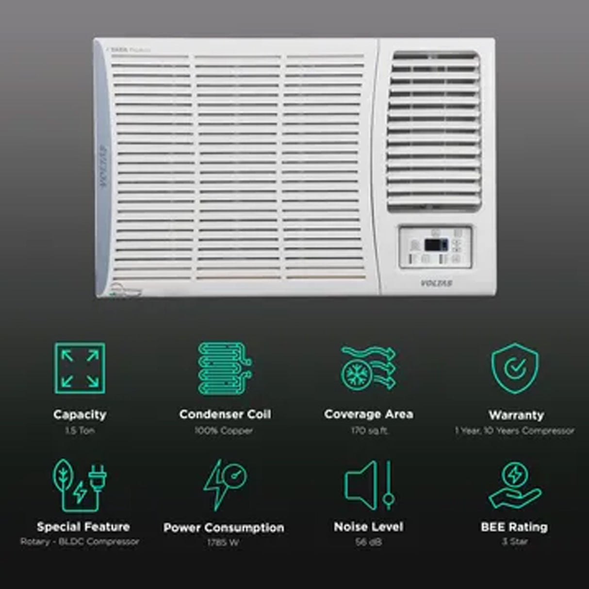 Best Air Conditioner: Voltas 1.5 Ton Window AC - Inverter, 183V Vertis Elite