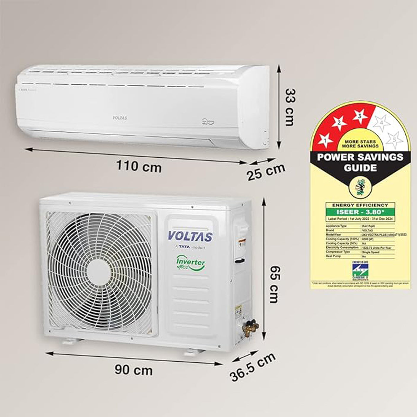 Best Air Conditioner: Voltas 2 Ton Split AC - Copper, 2023 Model