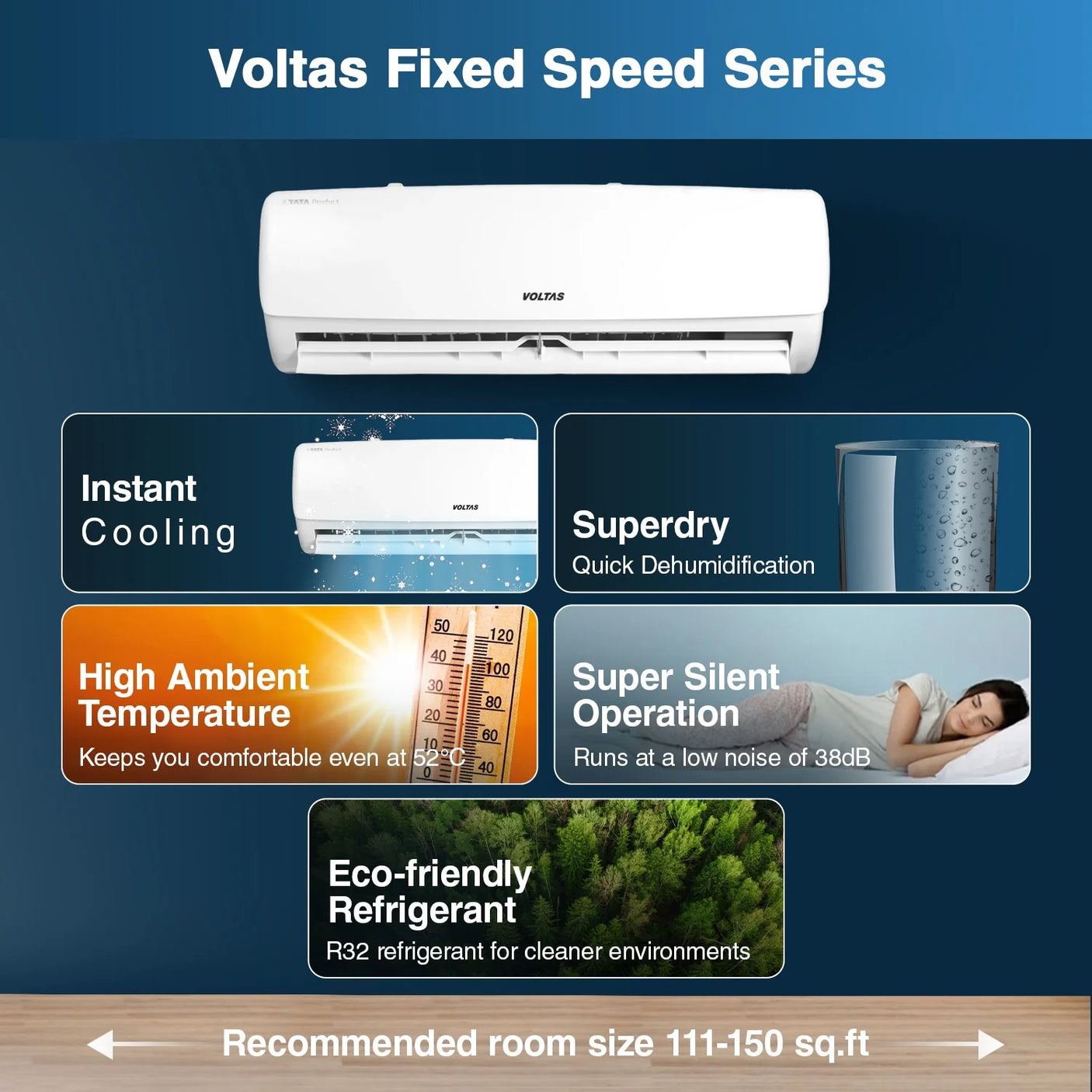 Voltas 1.5 Ton 3 Star, Fixed Speed Split AC -183 Vectra Elegant