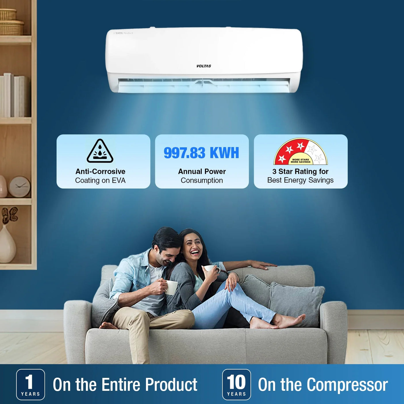 Voltas 1.5 Ton 3 Star, Fixed Speed Split AC -183 Vectra Elegant