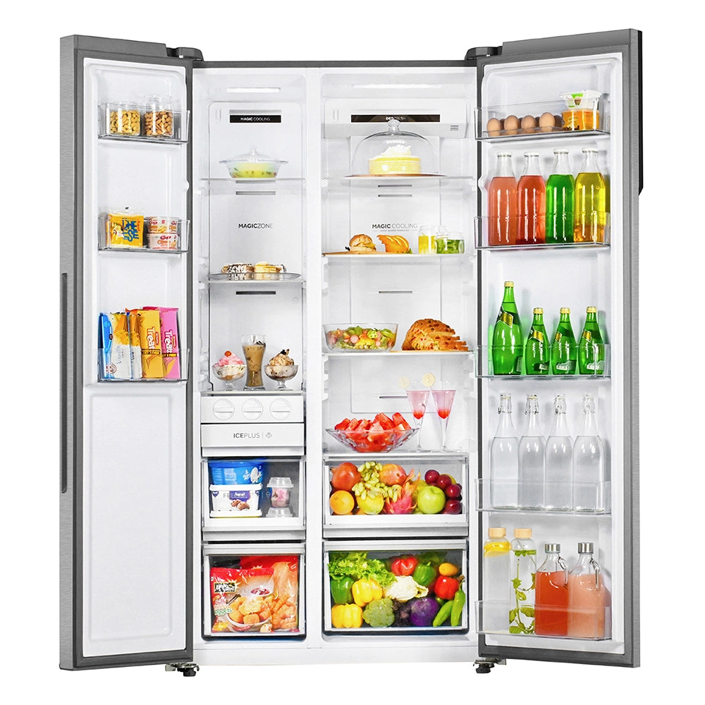 Haier 630 L Side-by-Side Refrigerator, Magic Cooling (Shiny Steel) (HRS 682SS)