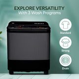 Haier 9 Kg Semi Automatic Washing Machine With Toughened Glass (HTW90-178FL,Black)