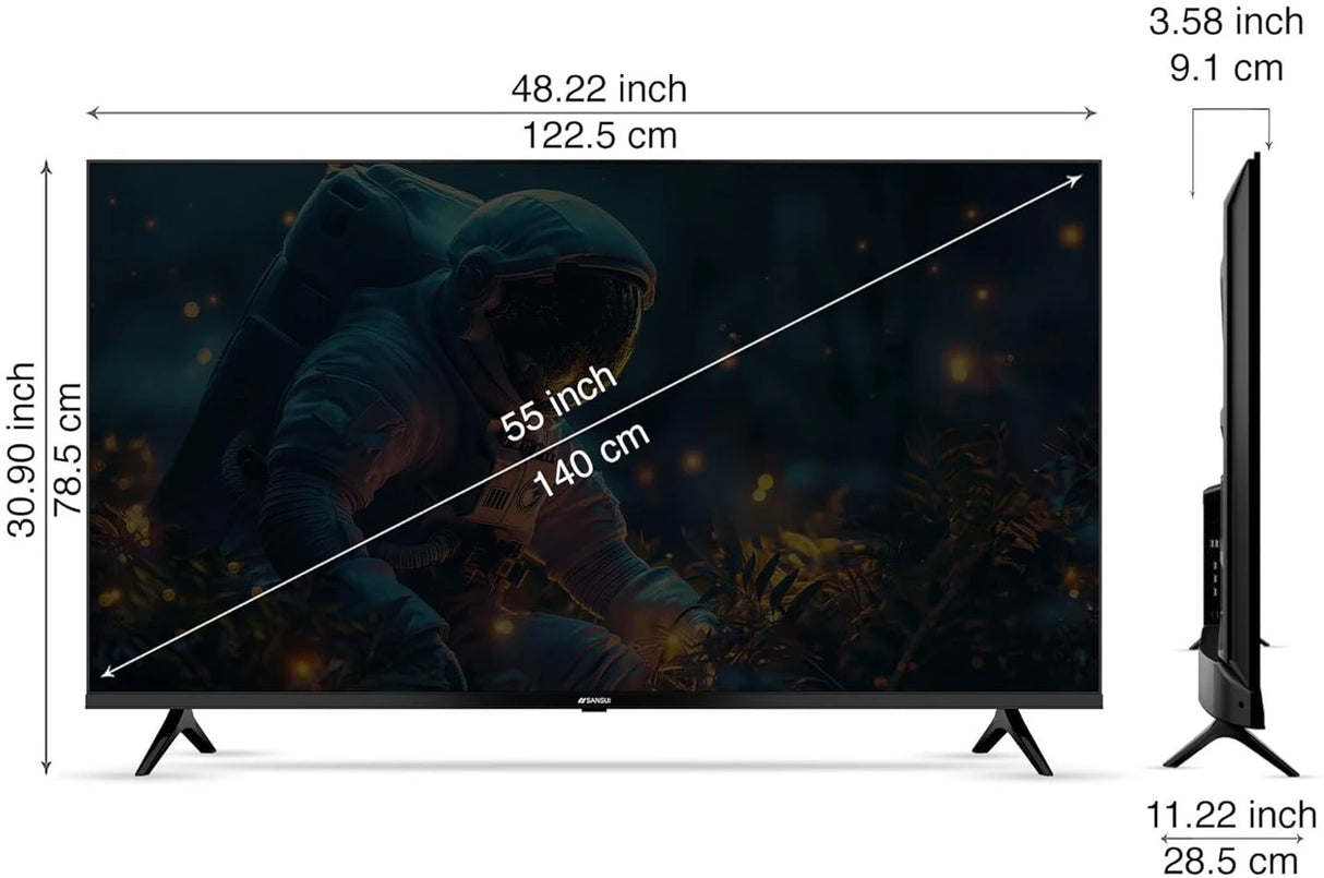 Sansui 55” (140 cm) 4K Ultra HD Smart Google TV (2025) | A+ IPS Panel | Dolby Audio | Filmmaker Mode | Model JSW55UG23