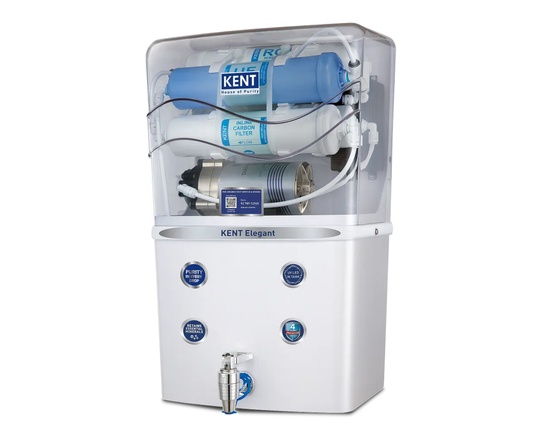 KENT Elegant RO Water Purifier | RO+UF+TDS Control, 8L Tank, In-Tank UV, Black