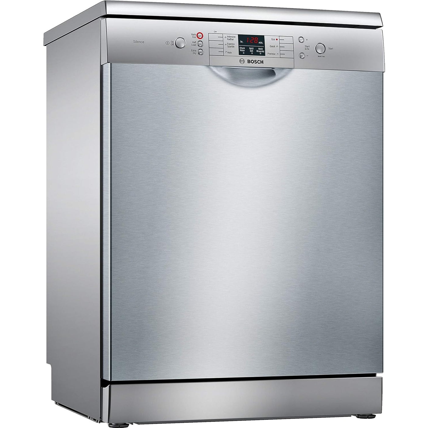 Bosch 13 Place Settings, Free Standing Dishwasher (SMS66GI01I, Silver Inox), extra dry and hygienic wash