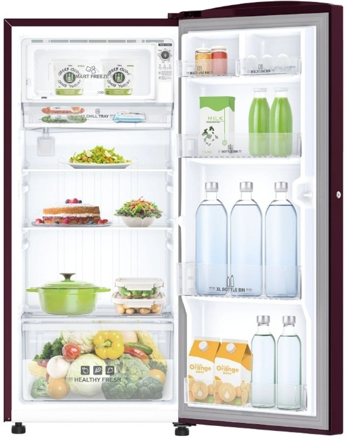 Midea 1 Star 170L Direct Cool Single Door Refrigerator  (MDRD170D1HPCW, Wine Flower)